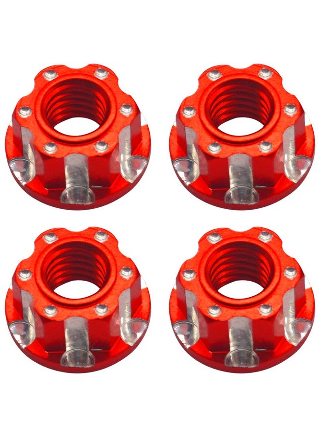 4Pcs Hexagonal Nuts M4 Aluminum Alloy Rc Wheel Hex Nuts Compatible With Hsp Sakura D3 D4 1/10 Rc Car (Red)