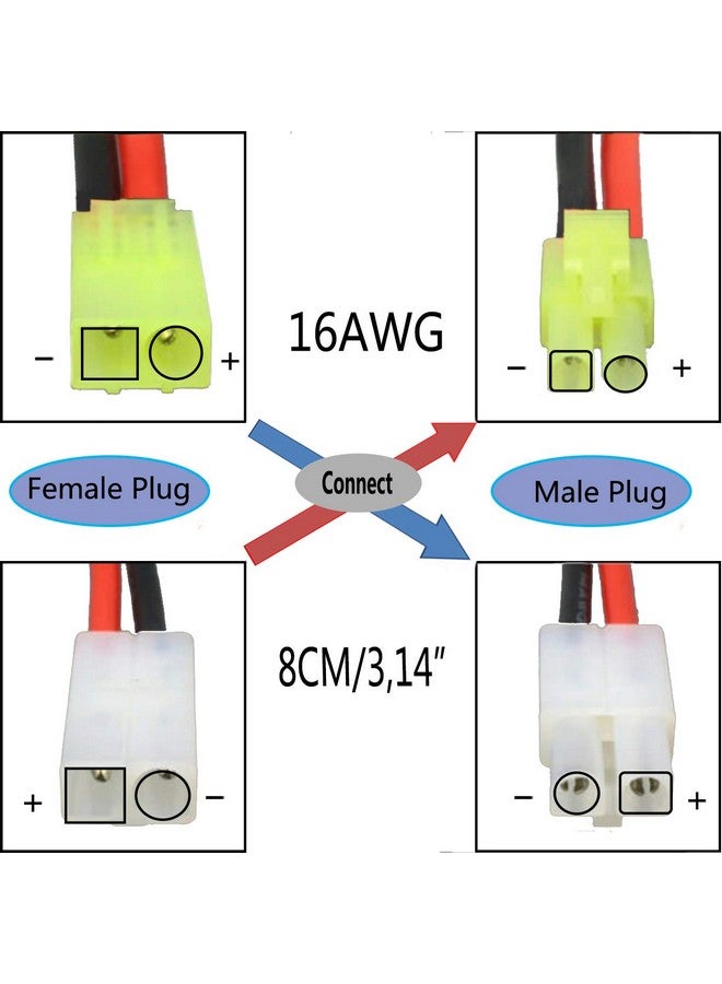 1Paris Adapter Compatible With Large Tamiya Style Plug To Mini Tamiya Plug Adapter 16Awg Female Male Cable Wire For Airsoft