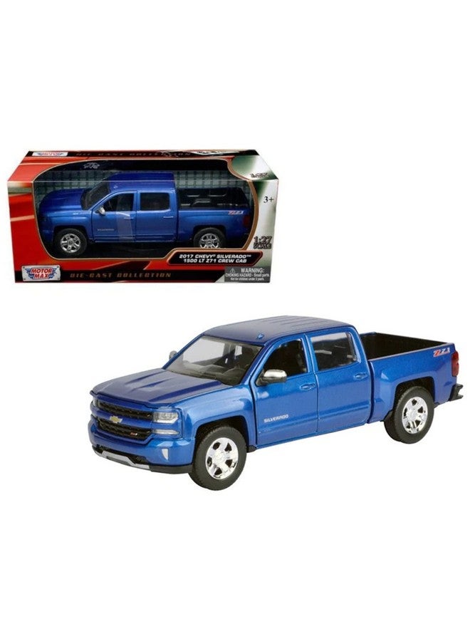 Motormax 79348Bl 2017 Chevrolet Silverado 1500 Lt Z71 Crew Cab Blue 1/27 Diecast Model Car