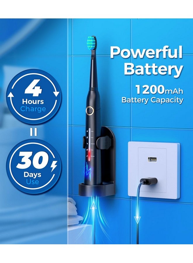 Sonic Electric Toothbrush For Adults Power Electric Toothbrush With 8 Brush Heads Travel Case 40000 Vpm Deep Clean 5 Modes Rechargeable Toothbrushes Fast Charge 4 Hours Last 30 Days Black