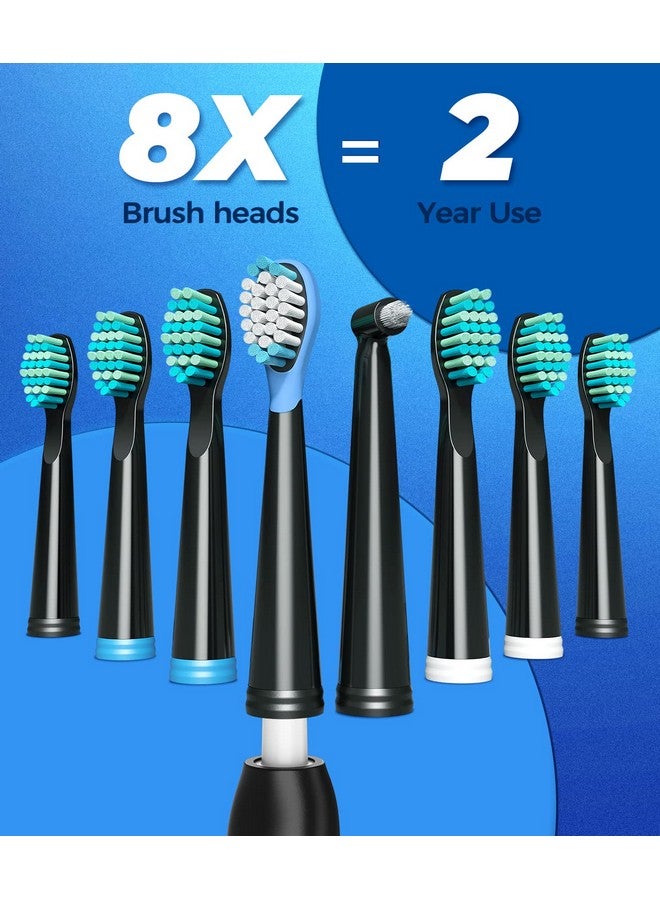 Sonic Electric Toothbrush For Adults Power Electric Toothbrush With 8 Brush Heads Travel Case 40000 Vpm Deep Clean 5 Modes Rechargeable Toothbrushes Fast Charge 4 Hours Last 30 Days Black