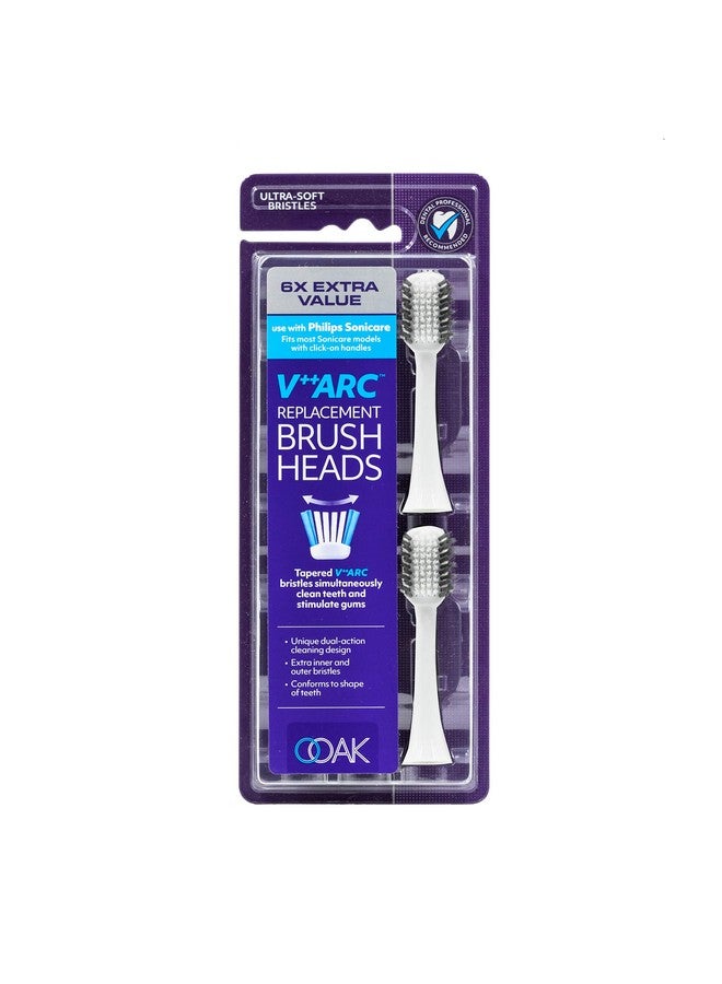 Oak V++Arc Replacement Brush Head Use With Philips Sonicare 6Count White