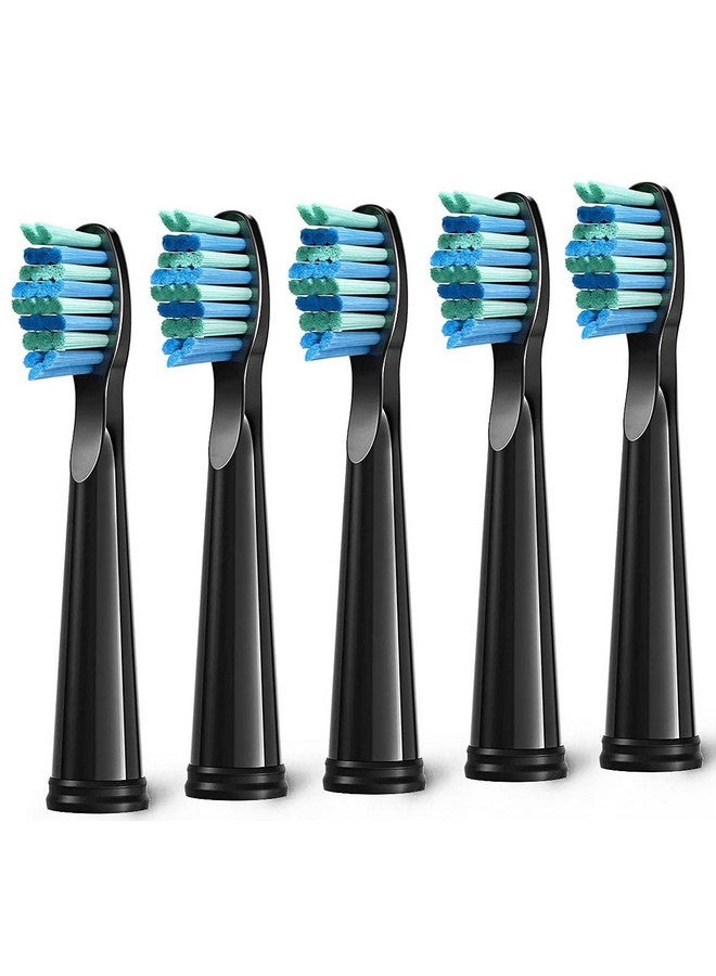 5Pc Toothbrush Heads Compatible With Fairywill D7/D8/Fw507/508 551/917/959/D1/D3 (Black)