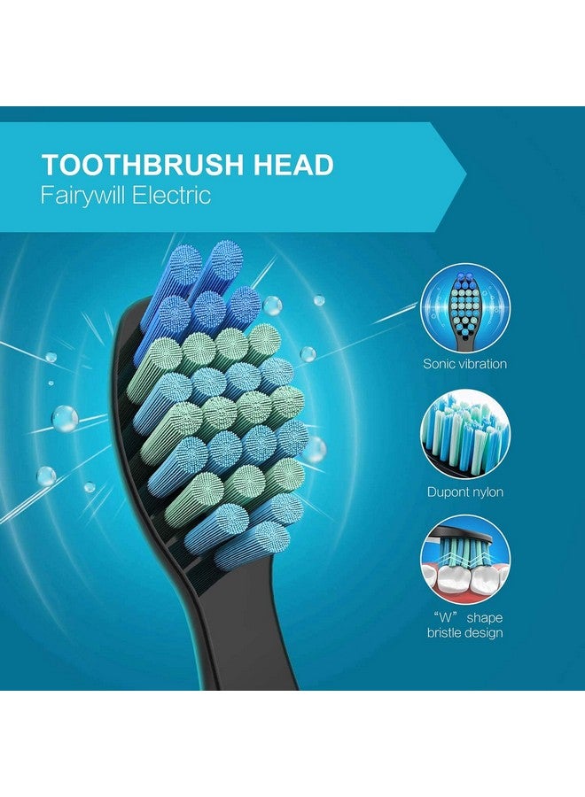 5Pc Toothbrush Heads Compatible With Fairywill D7/D8/Fw507/508 551/917/959/D1/D3 (Black)