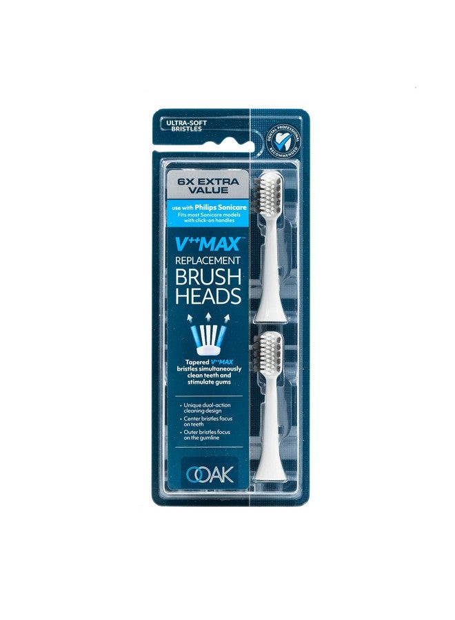 Oak V++Max Replacement Brush Head Use With Philips Sonicare 6Count White