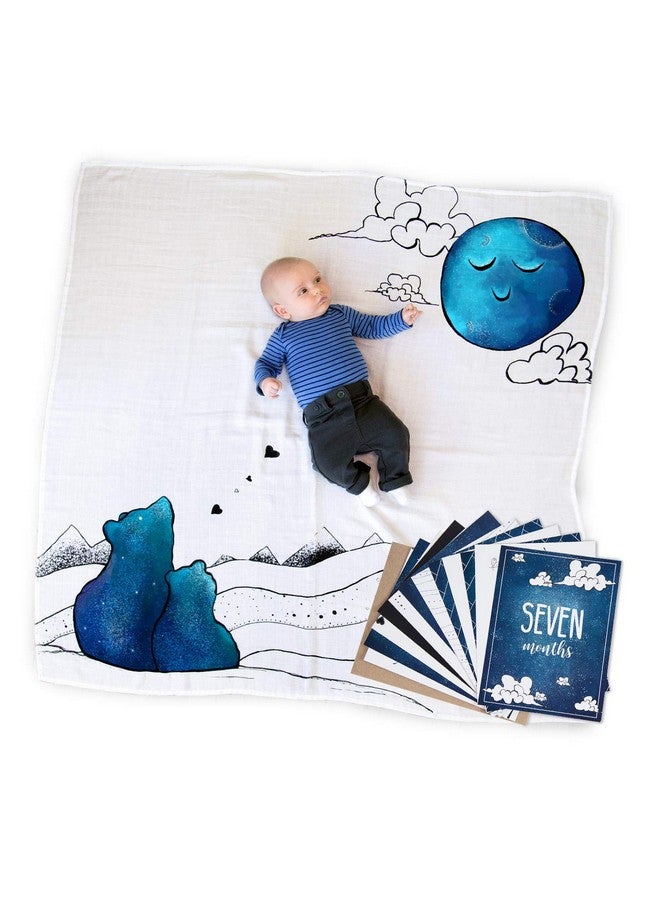 Baby Bundle: Baby Swaddle Blanket & 24 Milestone Cards Photoshoot Props Soft Breathable Baby Blanket 47