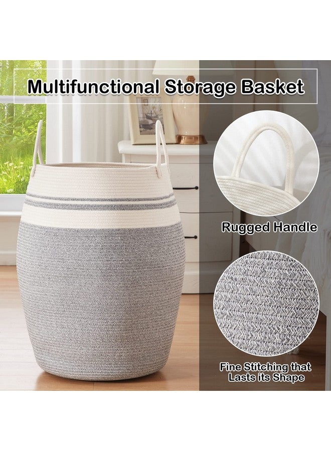 Laundry Hamper Woven Cotton Rope Large Clothes Hamper 25.6