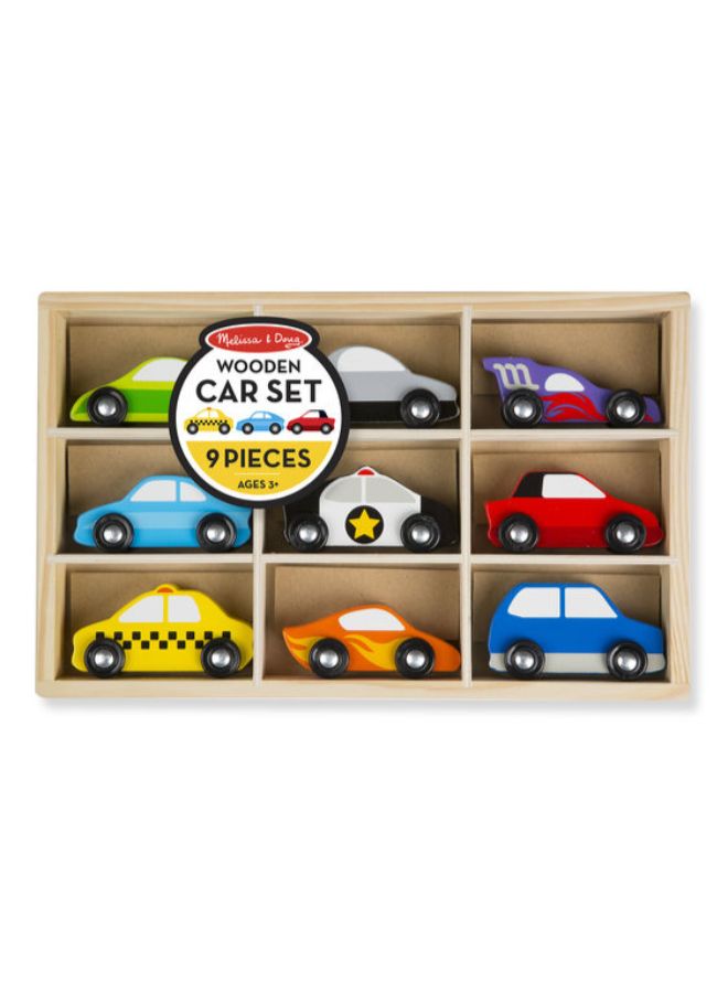 9-Piece Of Wooden Cars Set 4inch