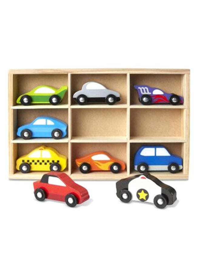 9-Piece Of Wooden Cars Set 4inch