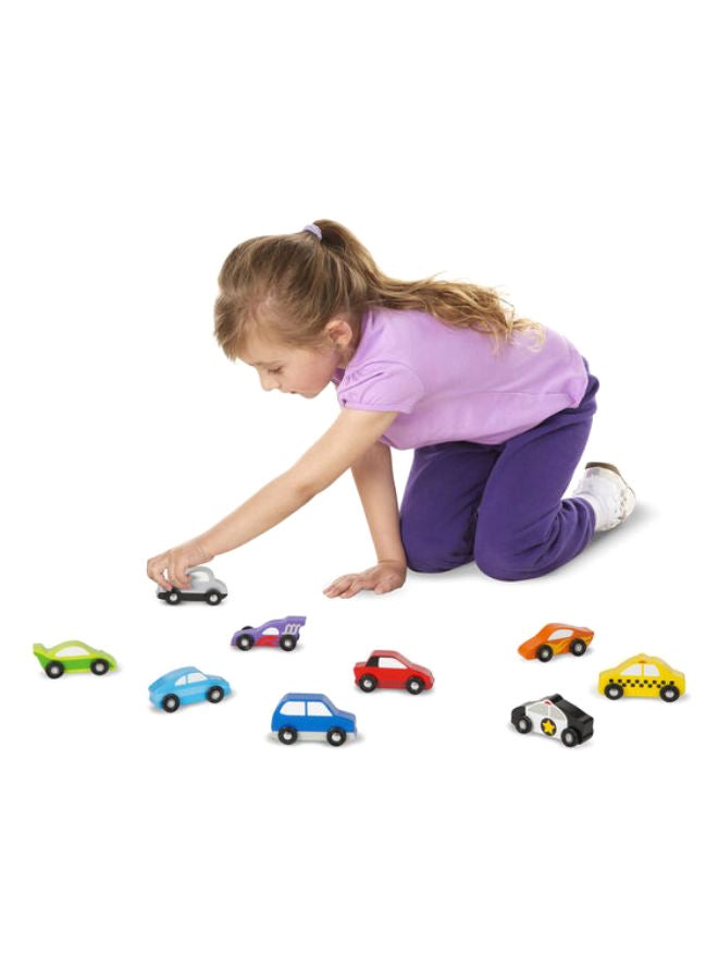 9-Piece Of Wooden Cars Set 4inch