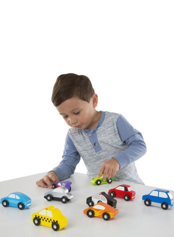 9-Piece Of Wooden Cars Set 4inch