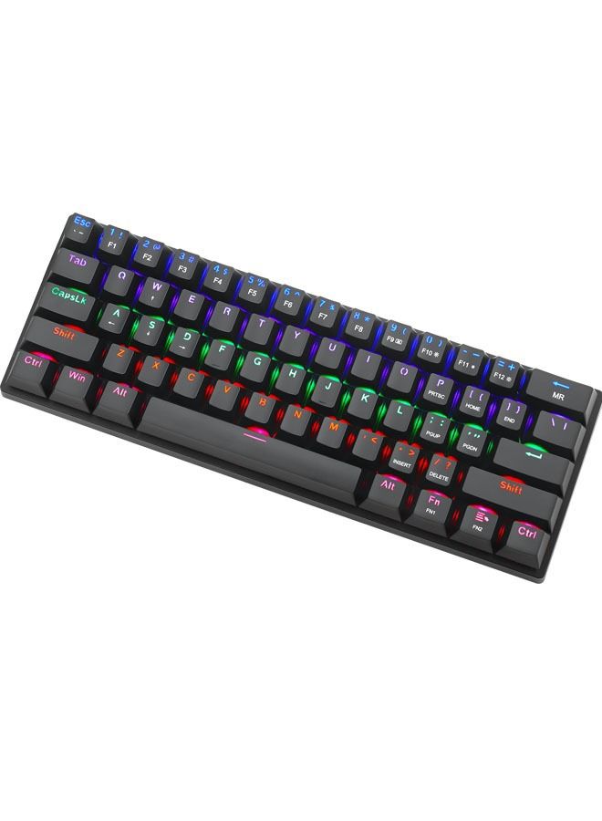 61keys RGB Backlit Wired Mechanical Gaming Keyboard, Mini Keyboard, Waterproof for PC/Mac Gamer