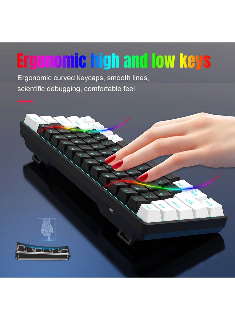 61 keys Wired 60% Arabic English Mechanical Gaming Keyboard Blue Switch Full Anti-ghosting Portable Mini Keyboard for Windows Laptop PC Mac