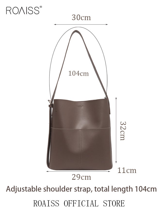 Women PU Leather Shoulder Bag Large Capacity Fashionable and Versatile Crossbody Bag Casual Daily Shoulder Bag Bucket Bag