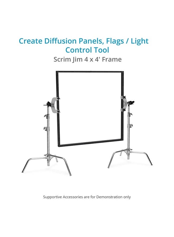 Framax Scrim Jim Frame (4 x 4') for Photographers & Filmmakers. Lighting Control Kit of Four 46