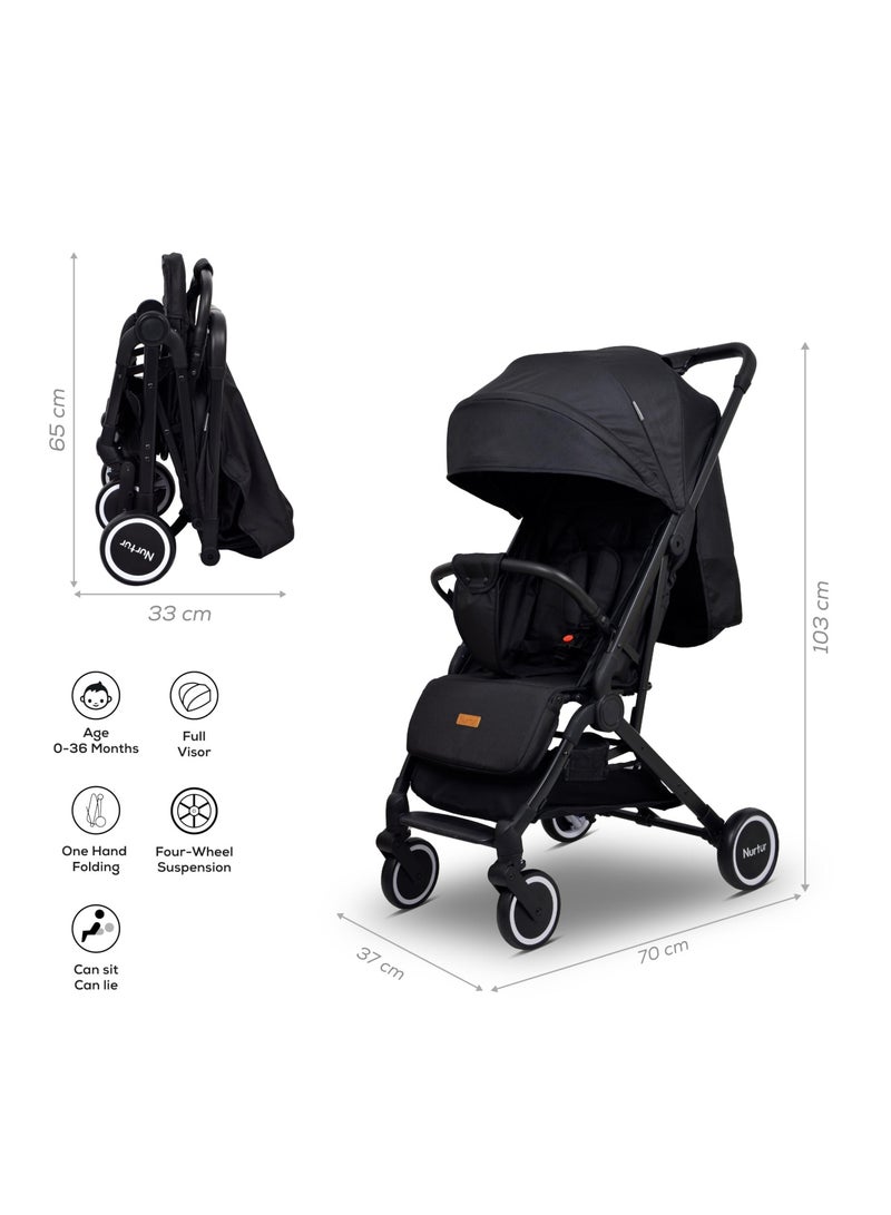 Baby Stroller 0 To 36 Months Storage Basket One -Hand Fold Design 5 Point Safety Harness Eva Wheels