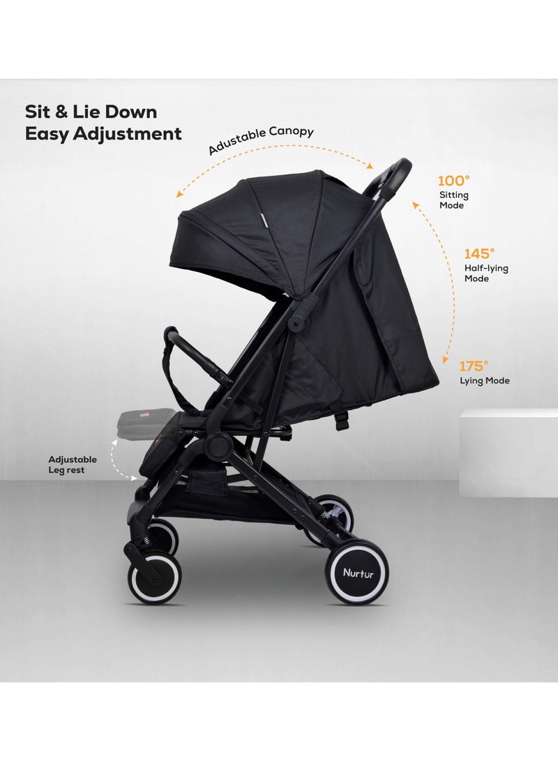 Baby Stroller 0 To 36 Months Storage Basket One -Hand Fold Design 5 Point Safety Harness Eva Wheels