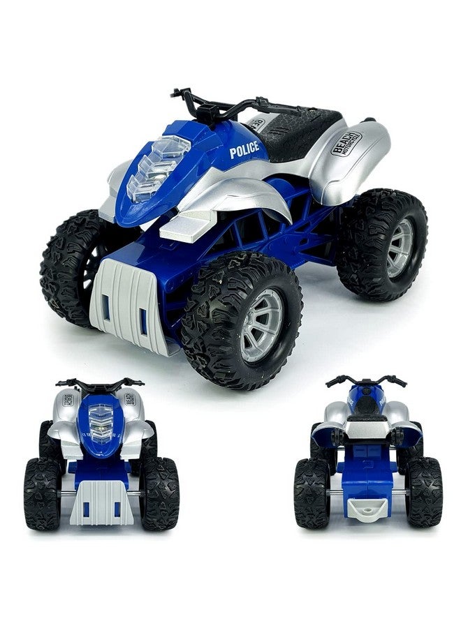 Large Atv Toy With Trailer Speedboat Tow Truck Flatbed Transport Police Motorcycle Toy Vehicle 2 In 1 Playset Light Sound Toys Trucks For Boys 3 4 5 6 7 Years Old Kids Toddlers Birthday Gifts Blue