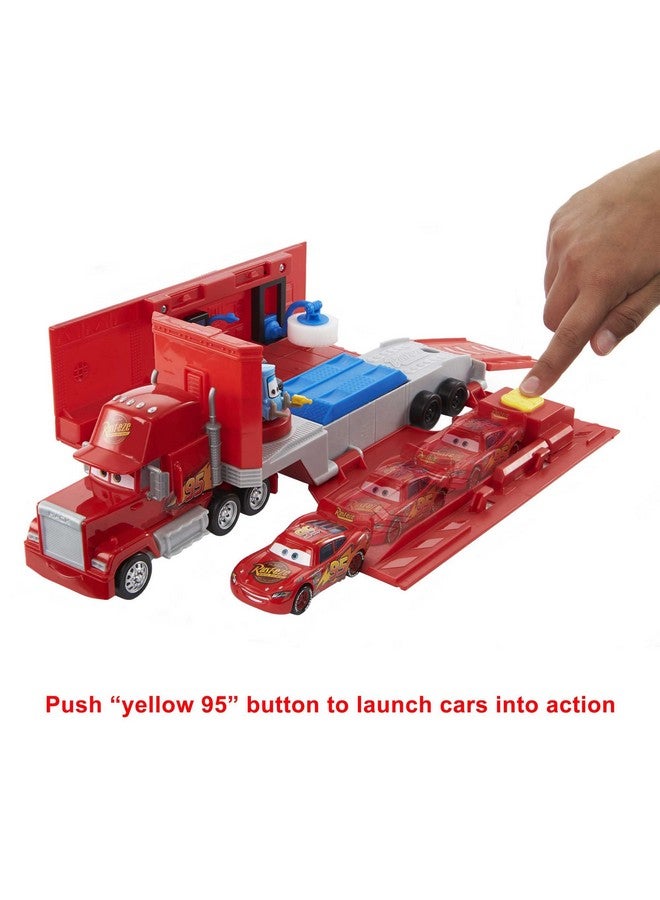 Disney Cars Toys Transforming Mack Playset 2In1 Toy Truck & Tuneup Station With Launcher Lift & More