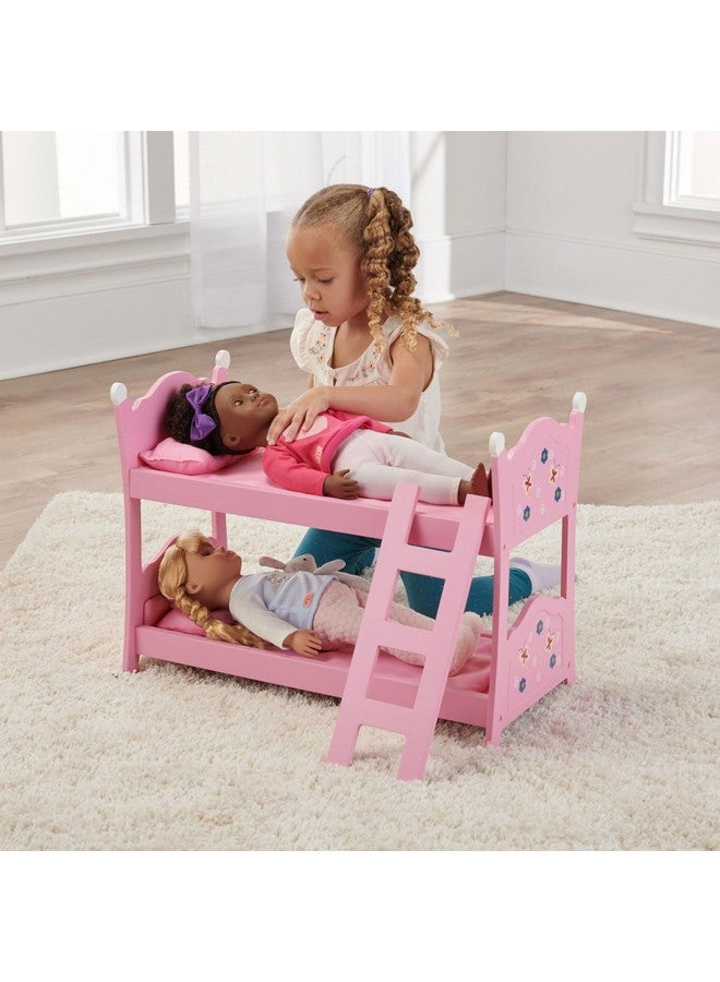 Toy Blossoms And Butterflies Doll Bunk Bed With Ladder And Bedding For 20 Inch Dolls Pink