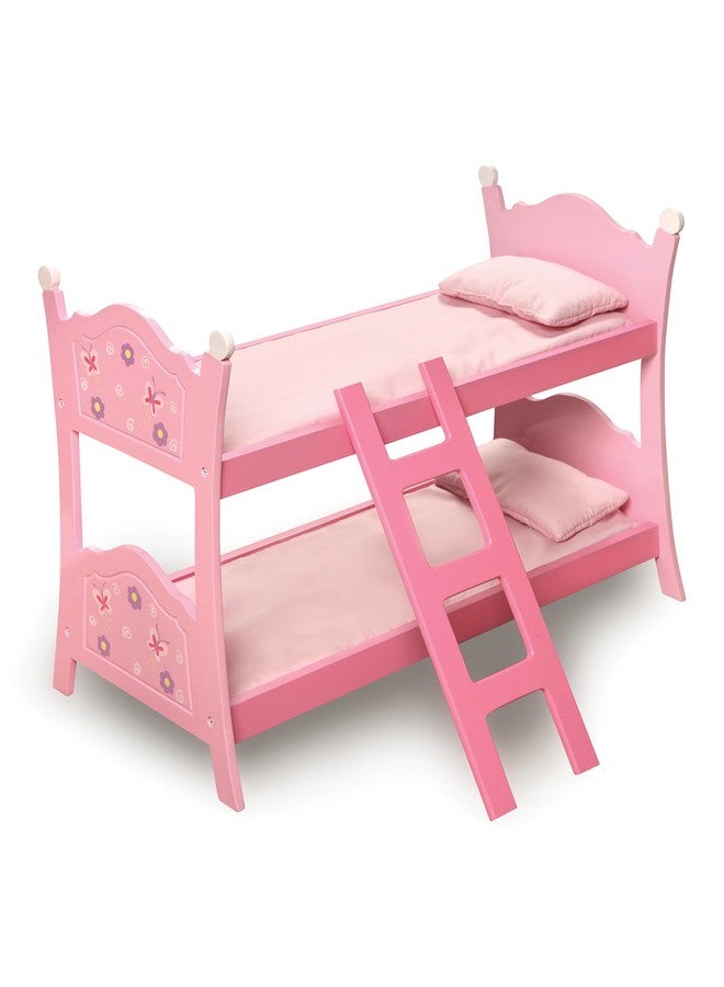 Toy Blossoms And Butterflies Doll Bunk Bed With Ladder And Bedding For 20 Inch Dolls Pink