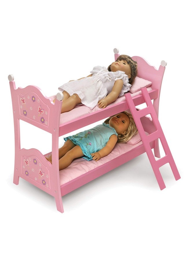 Toy Blossoms And Butterflies Doll Bunk Bed With Ladder And Bedding For 20 Inch Dolls Pink