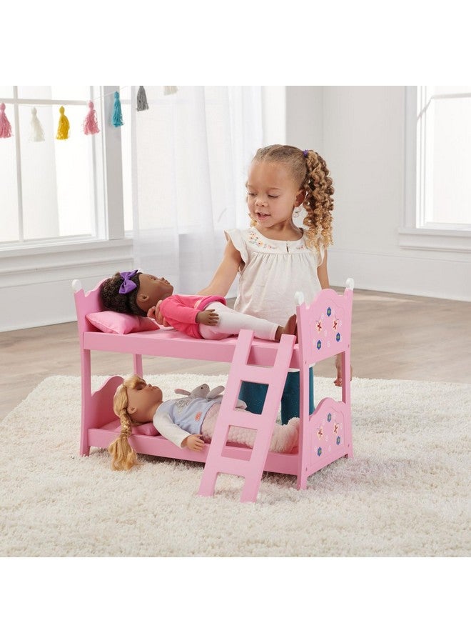 Toy Blossoms And Butterflies Doll Bunk Bed With Ladder And Bedding For 20 Inch Dolls Pink
