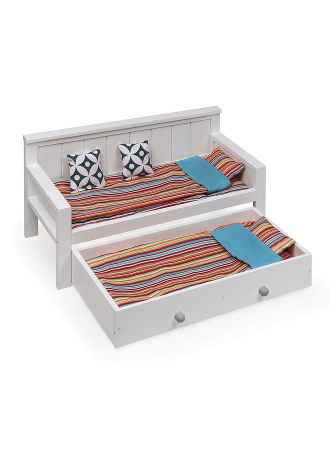 Toy Doll Sofa And Daybed Combo With Trundle Bed For 18 Inch Dolls White/Multi