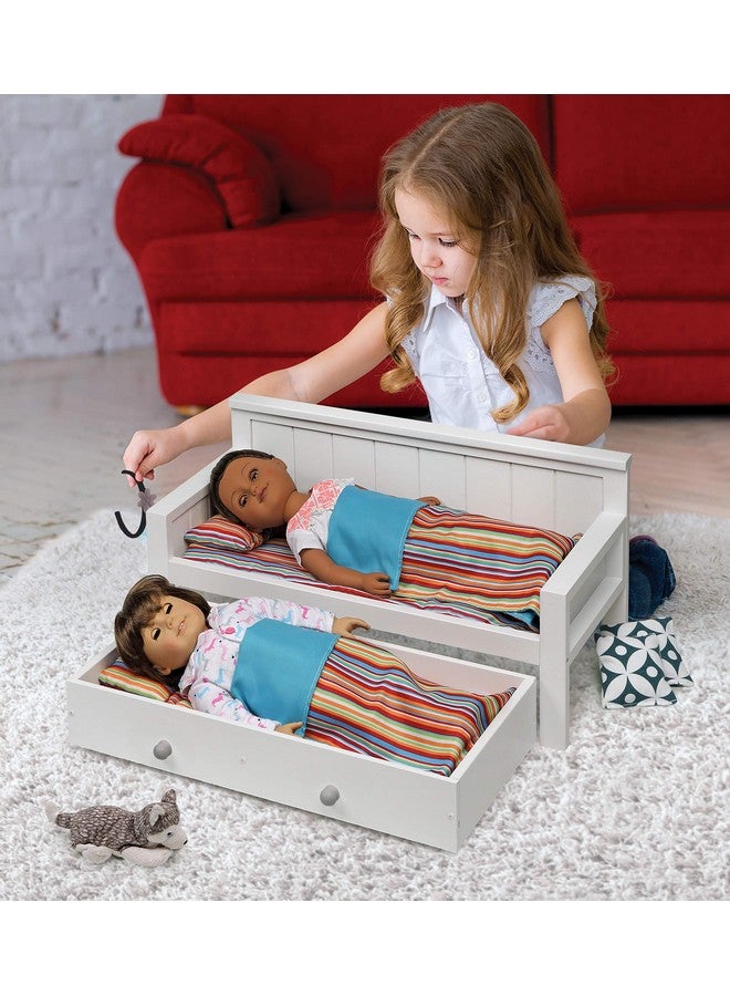 Toy Doll Sofa And Daybed Combo With Trundle Bed For 18 Inch Dolls White/Multi