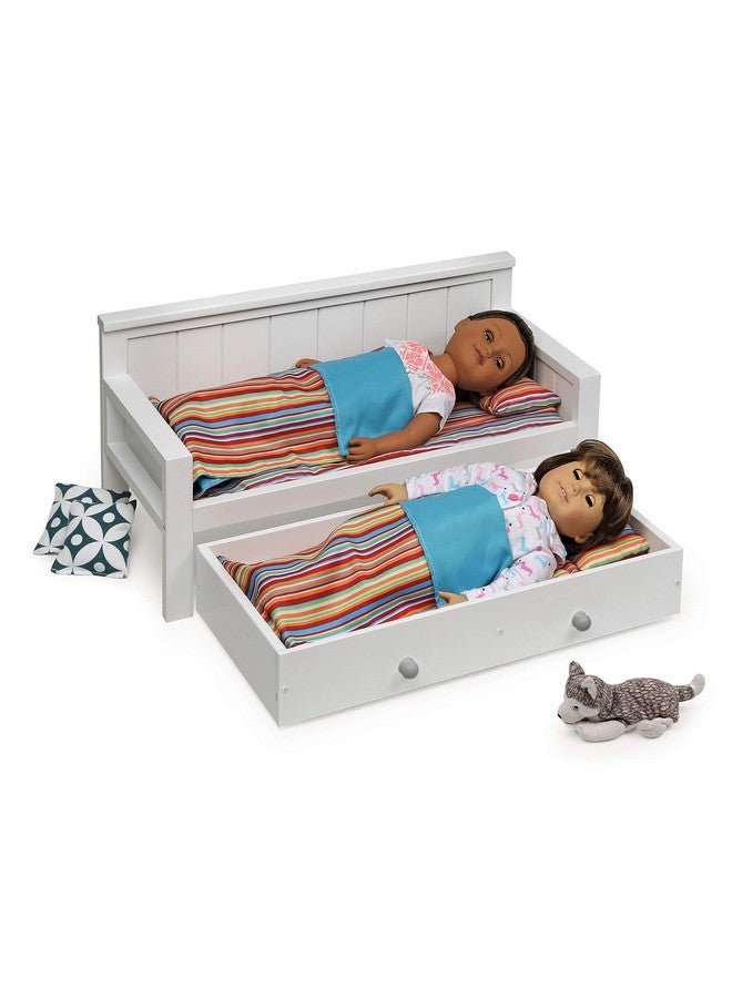 Toy Doll Sofa And Daybed Combo With Trundle Bed For 18 Inch Dolls White/Multi