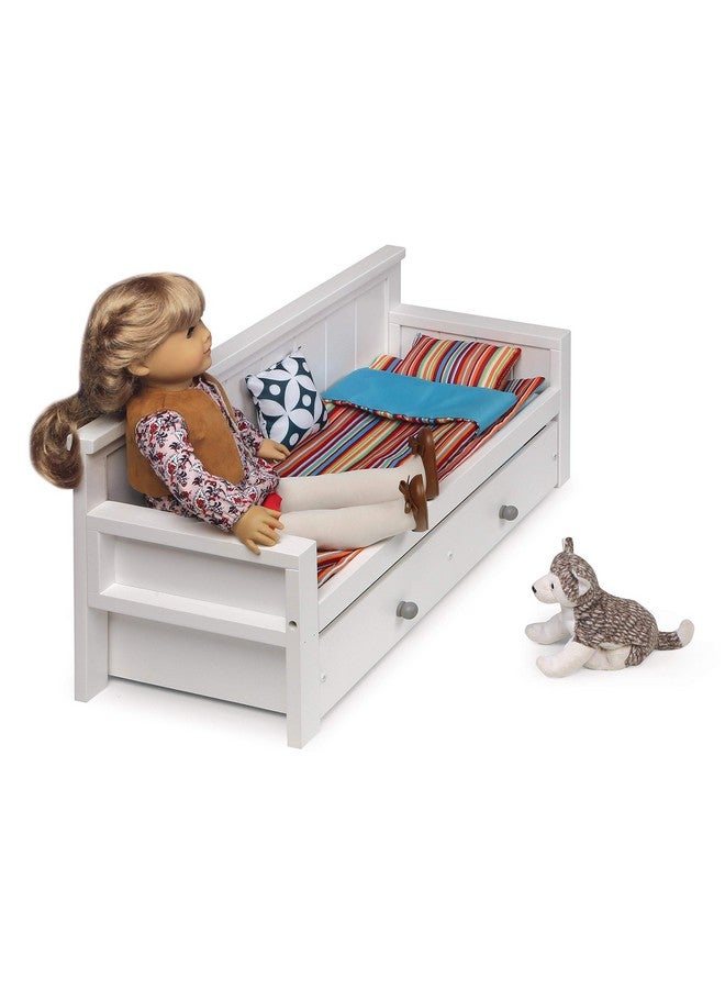 Toy Doll Sofa And Daybed Combo With Trundle Bed For 18 Inch Dolls White/Multi