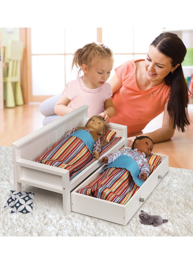 Toy Doll Sofa And Daybed Combo With Trundle Bed For 18 Inch Dolls White/Multi