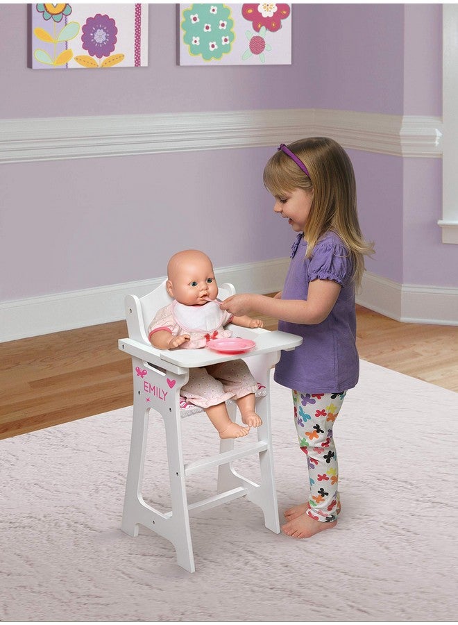 Toy Doll High Chair With Accessories And Personalization Kit For 18 Inch Dolls White/Pink/Chevron