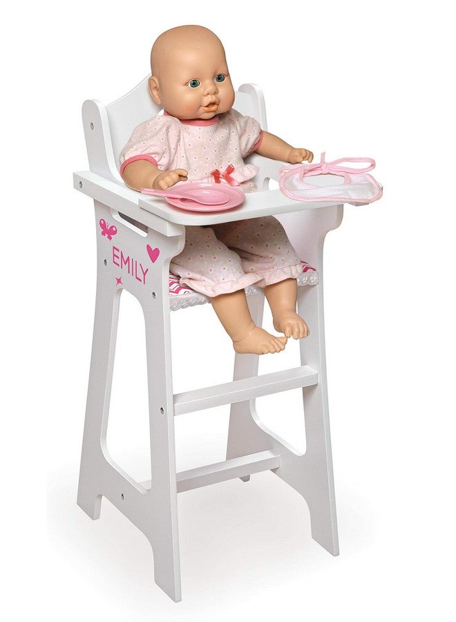 Toy Doll High Chair With Accessories And Personalization Kit For 18 Inch Dolls White/Pink/Chevron