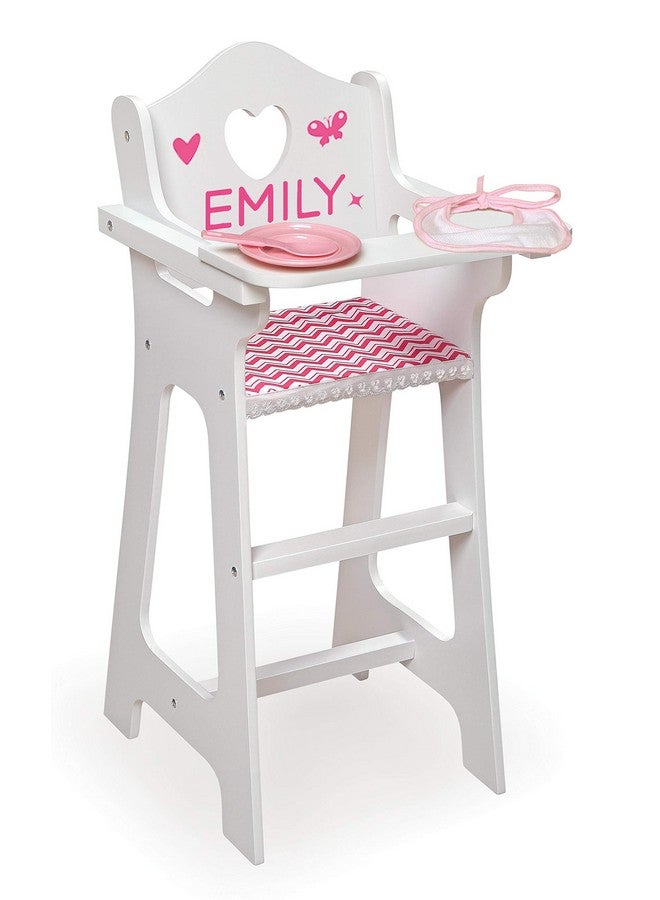 Toy Doll High Chair With Accessories And Personalization Kit For 18 Inch Dolls White/Pink/Chevron