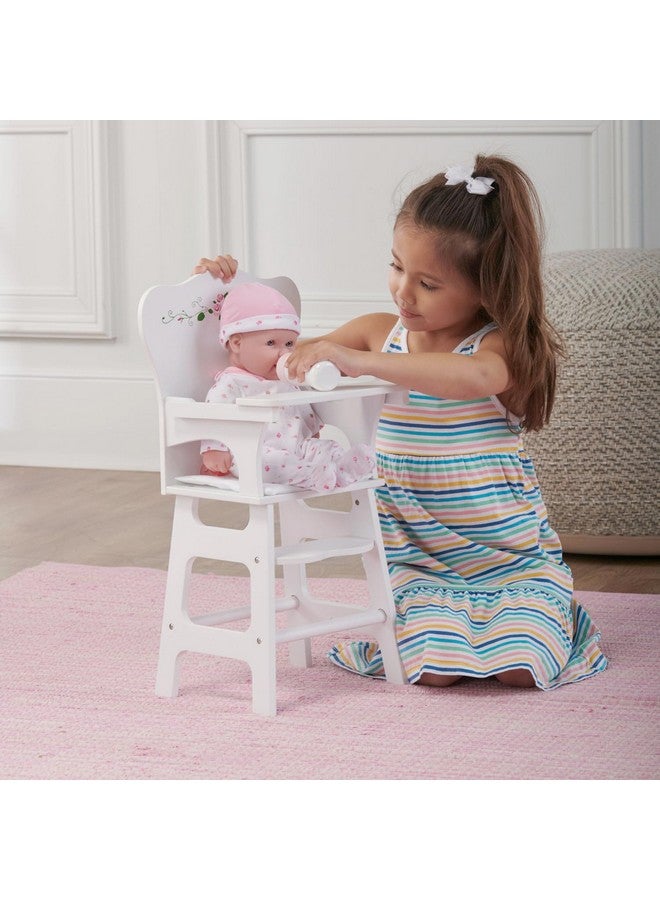 Toy Doll High Chair With Padded Seat For 18 Inch Dolls White Rose