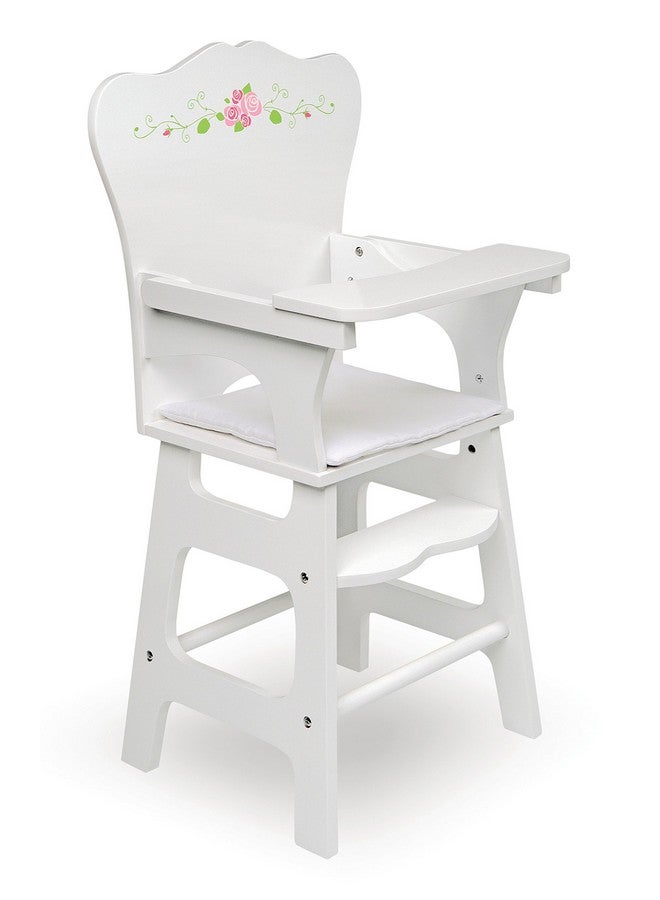 Toy Doll High Chair With Padded Seat For 18 Inch Dolls White Rose