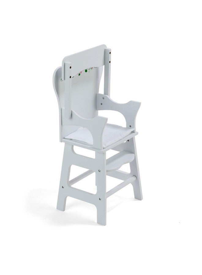 Toy Doll High Chair With Padded Seat For 18 Inch Dolls White Rose