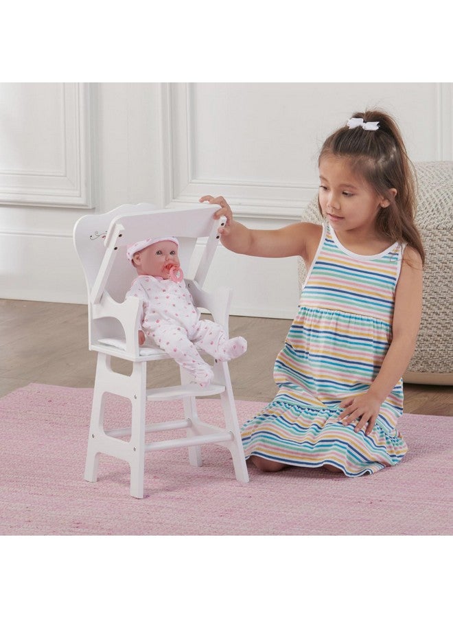 Toy Doll High Chair With Padded Seat For 18 Inch Dolls White Rose