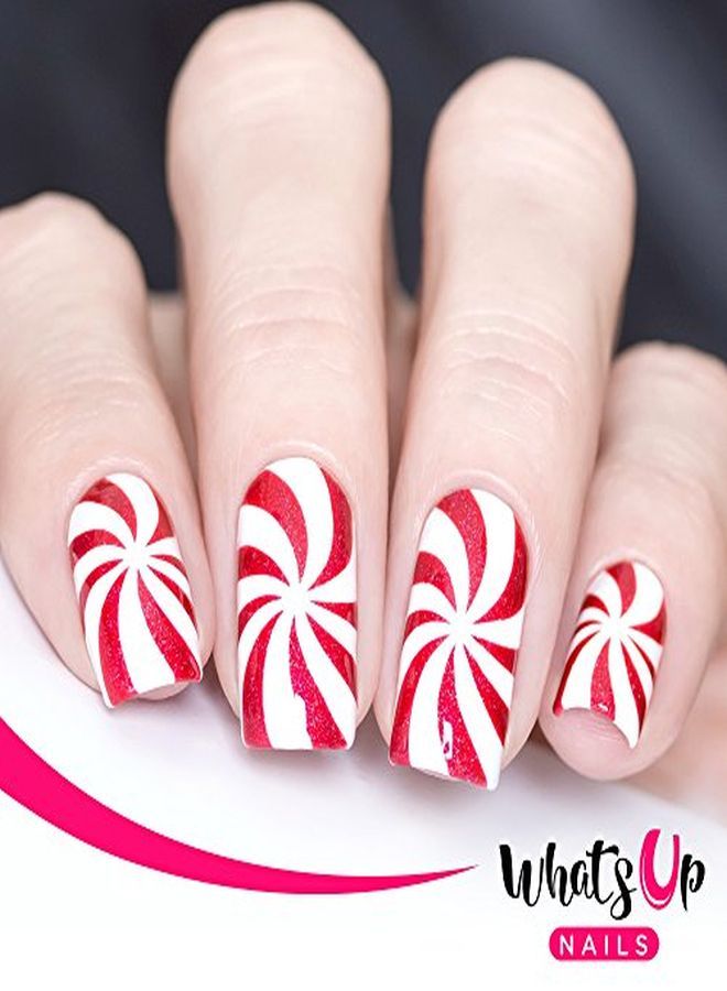 Christmas Nail Vinyl Stencils 4 Pack (Peppermint Candy Bell Festive Globes Antler) For Nail Art Design