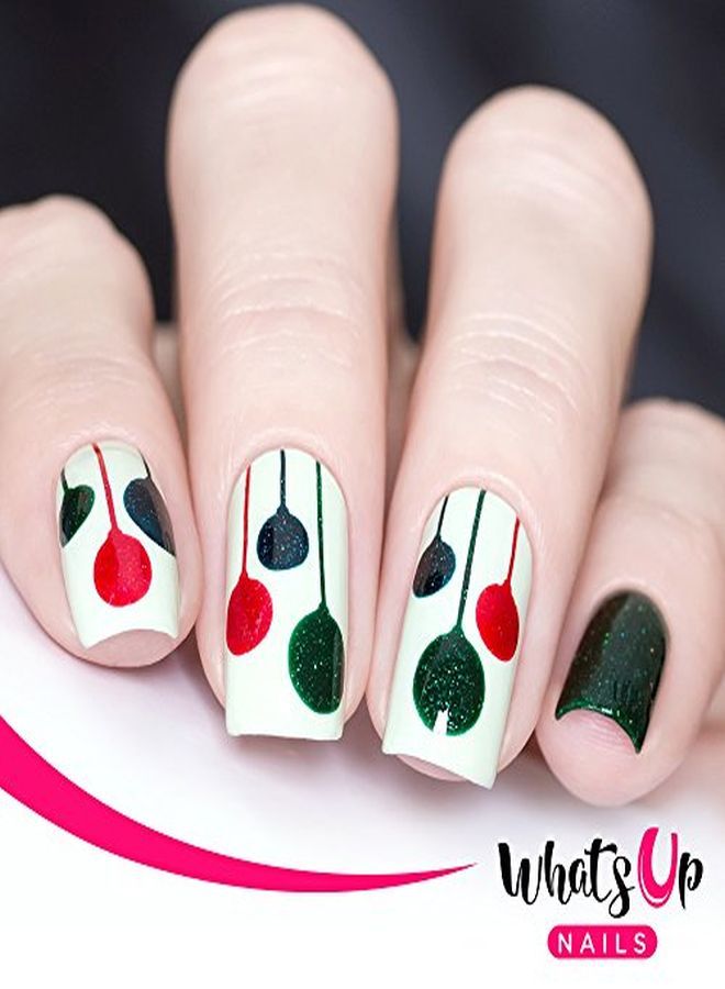Christmas Nail Vinyl Stencils 4 Pack (Peppermint Candy Bell Festive Globes Antler) For Nail Art Design