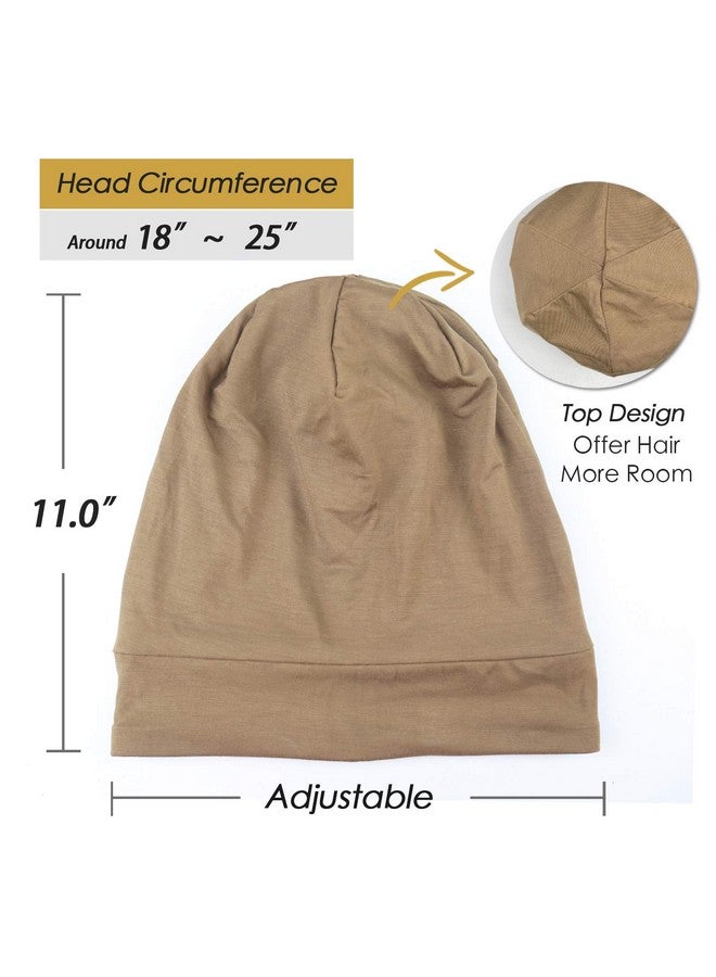 Comfortable Satin Lined Sleep Cap Smooth Fabric Hats For Curly Hair Tiger Stripe Light Brown