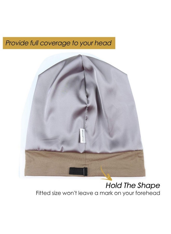 Comfortable Satin Lined Sleep Cap Smooth Fabric Hats For Curly Hair Tiger Stripe Light Brown