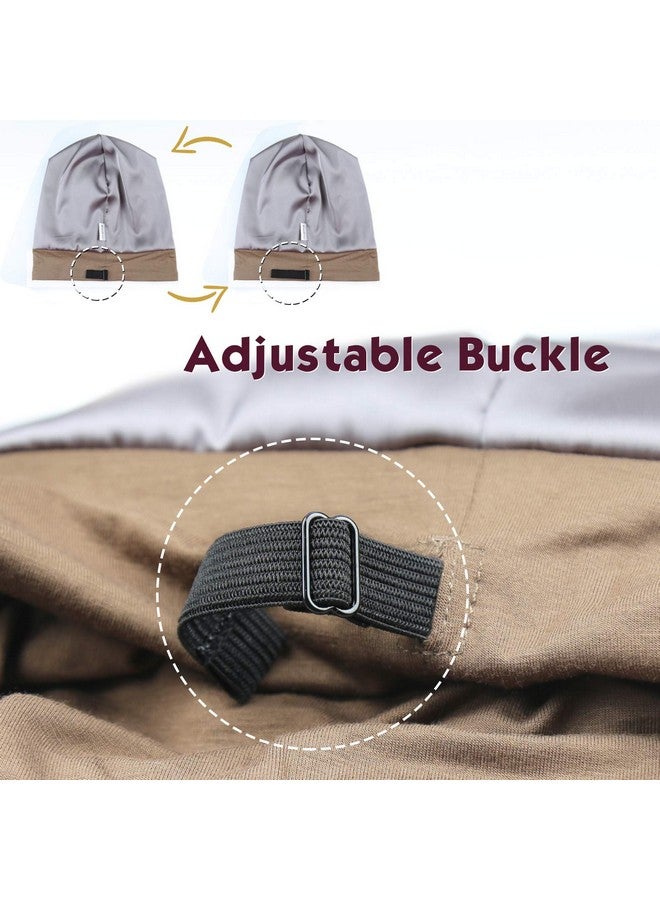 Comfortable Satin Lined Sleep Cap Smooth Fabric Hats For Curly Hair Tiger Stripe Light Brown