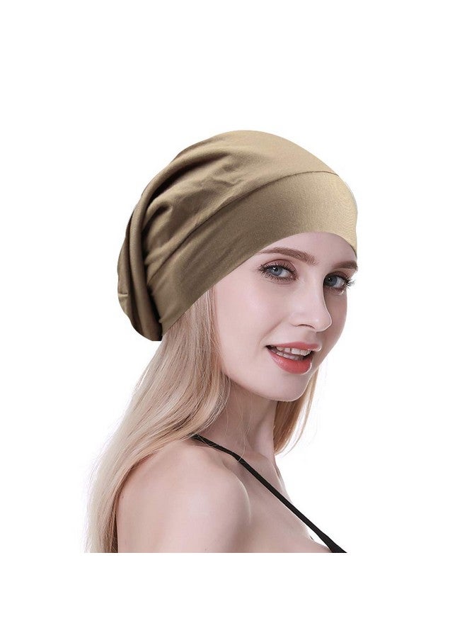 Comfortable Satin Lined Sleep Cap Smooth Fabric Hats For Curly Hair Tiger Stripe Light Brown