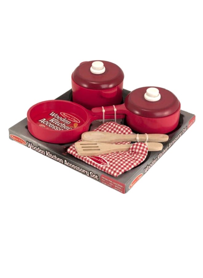 8-Piece Personalized Deluxe Wooden Pots And Pans Kitchen Accessory Set