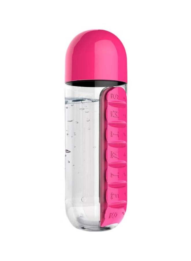 Water Bottle With Pill Organizer Pink/Clear 2.8x2.8x9.2inch