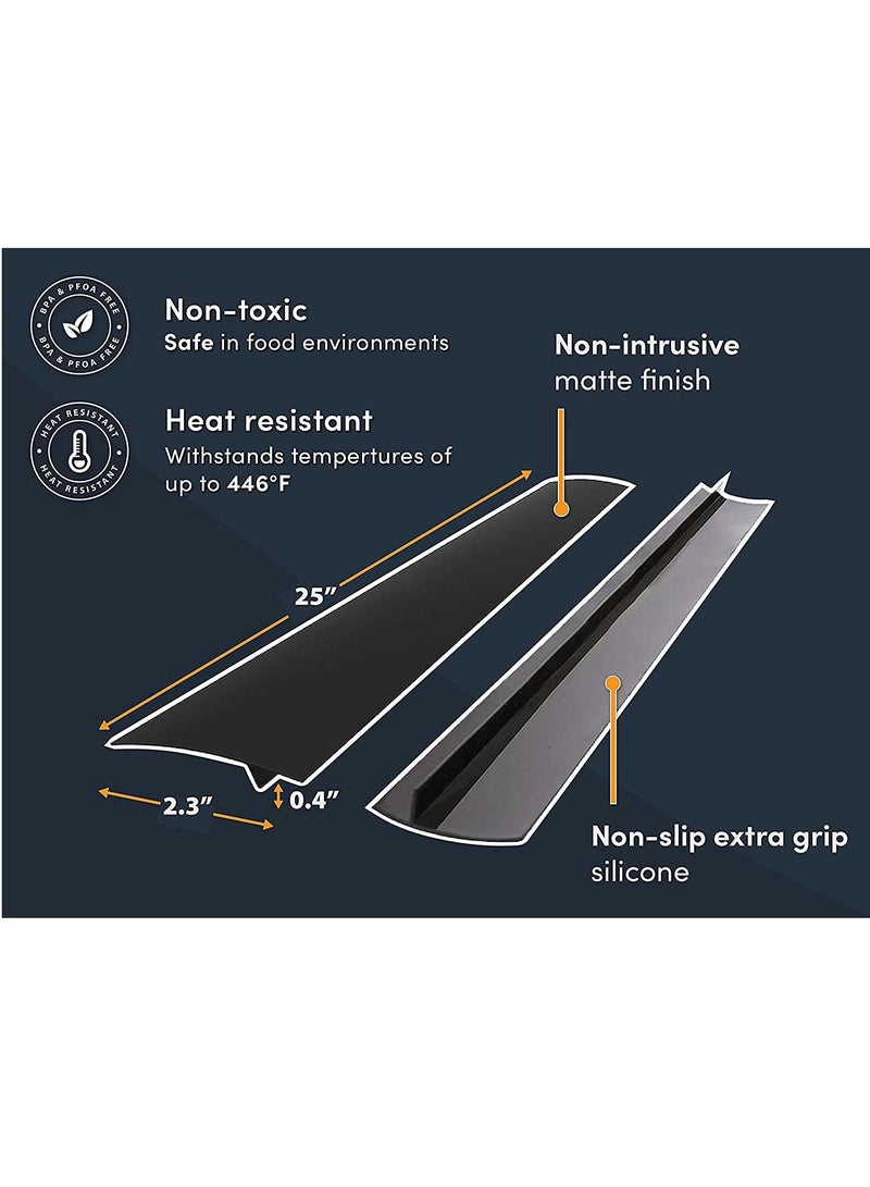 Silicone Stove Gap Covers (2 Pack), Heat Resistant Oven Gap Filler Seals Gaps Between Stovetop and Counter, Easy to Clean (25”)