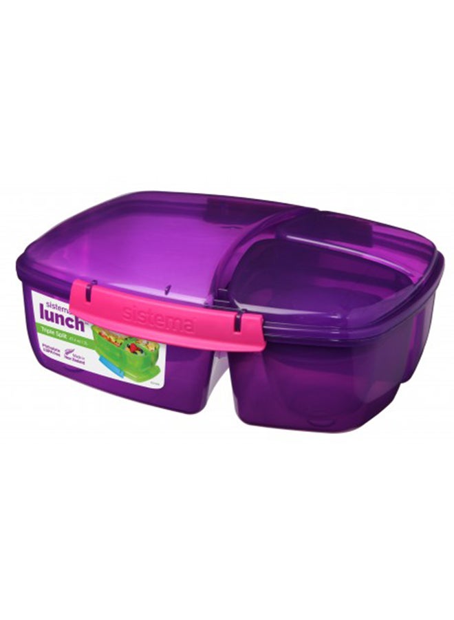 Triple Split Lunch Box With Yoghurt Pot Purple