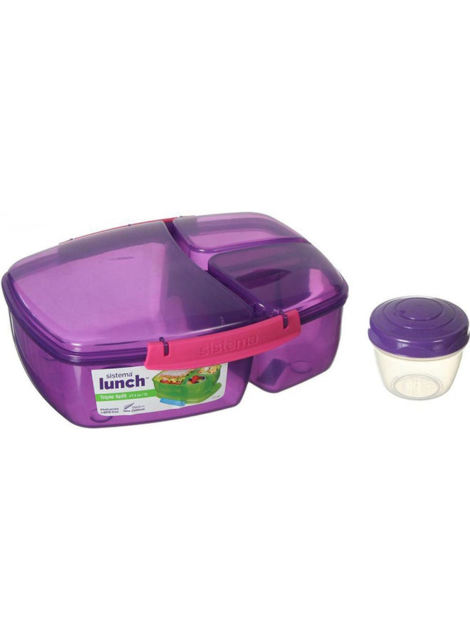 Triple Split Lunch Box With Yoghurt Pot Purple